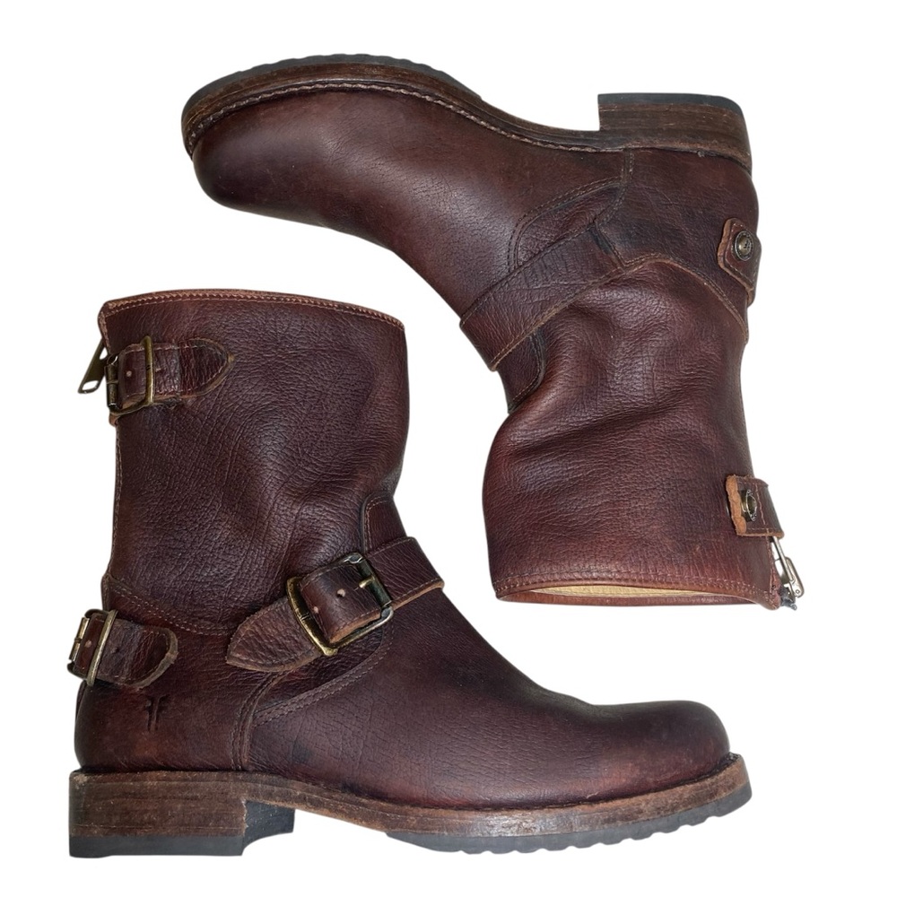 Frye Natalie Engineer Back Zip Chocolate Brown NWOT